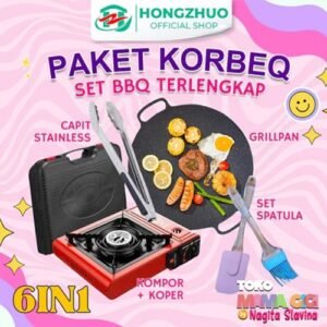 PAKET COMBO BBQ 6IN1 (Kompor Portable+Capitan stainless+Pemanggang+Peeler) GRATIS ONGKIR BUNDLING marble bulat Kitchenware Stainless