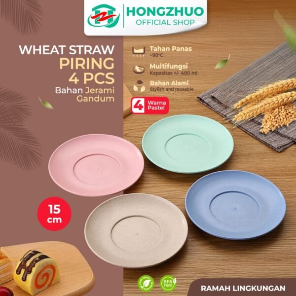 Piring Kecil Plastik Set 4 Pcs Wheat Straw Warna Warni