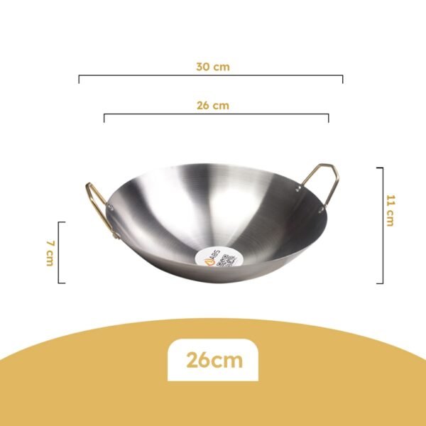 Wajan Stainless Tebal Kuali Besar Premium dengan Pegangan Stainless Steel Anti Lengket