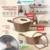 Pan Casserole 20 CM  24 CM + Lid Kaca Browngranite Kualitas Premium