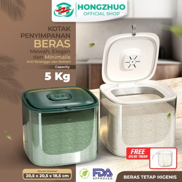 Kotak Tempat Penyimpanan Beras Bahan Makanan Wadah Dispenser Beras Rice Storage