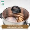 id-11134207-7rbk5-ma9mh35u3iioc8 Panci Kukus Steam Pot 2 Tingkat Panci Mpasi Full Stainless Steel 22cm Tutup Kaca