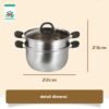 id-11134207-7rbka-ma9mh35u23y8c1 Panci Kukus Steam Pot 2 Tingkat Panci Mpasi Full Stainless Steel 22cm Tutup Kaca