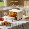 Oven Listrik 22L Elevee Low Watt 400-800W Suhu 230°C Api Atas Bawah Terpisah 4 Knob Offwhite Wood REO-22