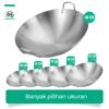 Wajan Stainless Tebal Kuali Premium  dengan Pegangan Stainless Steel Kuali Besar Katel Anti Lengket