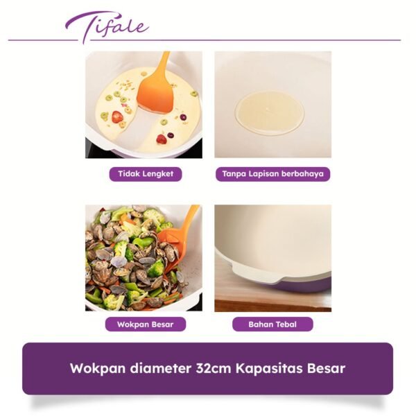 id-11134207-8224s-mgdejkzyzfns0e Tifale Padova Wokpan Steamer Wajan 32CM Panci Kukus Anti Lengket Multifungsi Panci Mpasi
