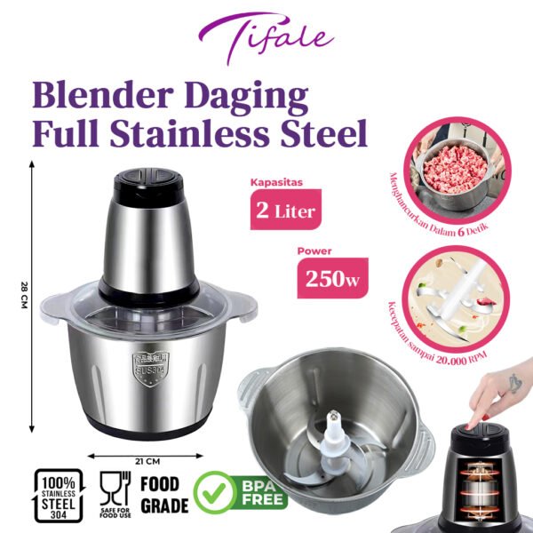 Blender Elektrik Penggiling Daging Stainless 2Liter Multifungsi