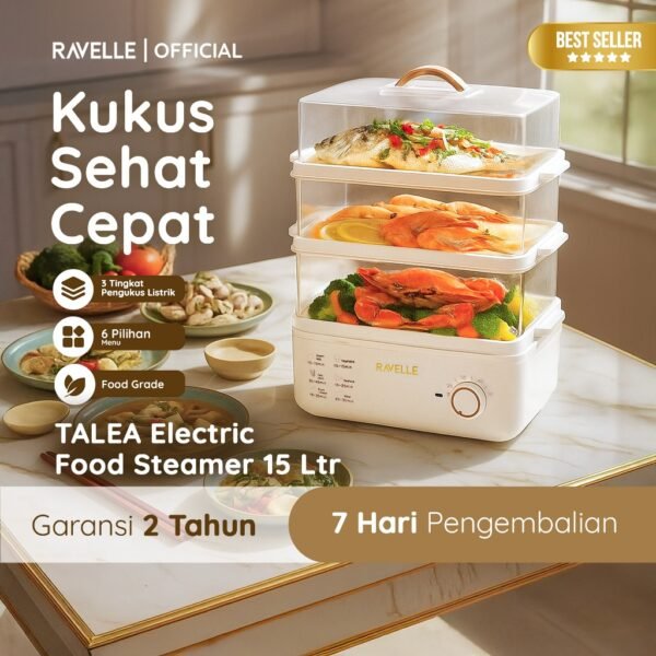 Electric Steamer 15L 3 Susun Kukusan Listrik 800W Food Grade Clear PC Bisa Steril Baby - Alat pengukus makanan multifungsi
