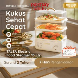 Electric Steamer 15L 3 Susun Kukusan Listrik 800W Food Grade Clear PC Bisa Steril Baby - Alat pengukus makanan multifungsi