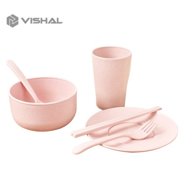 Peralatan Makan Set 6 in 1 Plastik Piring Mangkuk Gelas Sendok Piring/Peralatan Makan/Cangkir VS-12