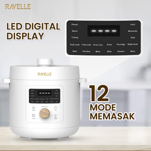 Digital Pressure Cooker 6L Panci Presto Digital 800W Full Digital SS304 12 Menu Timer 24 Jam