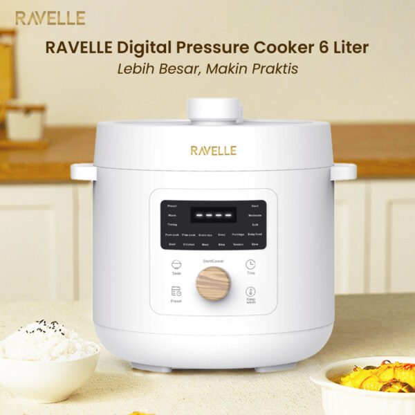 Digital Pressure Cooker 6L Panci Presto Digital 800W Full Digital SS304 12 Menu Timer 24 Jam