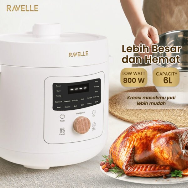 Digital Pressure Cooker 6L Panci Presto Digital 800W Full Digital SS304 12 Menu Timer 24 Jam