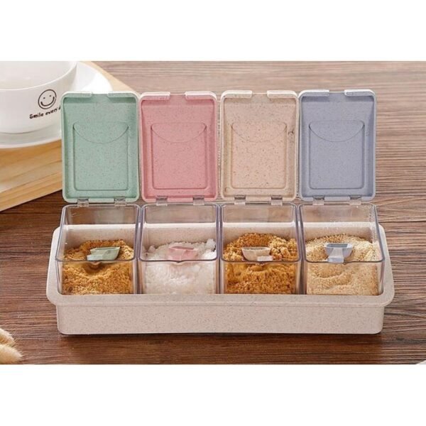 Tempat Bumbu Dapur Serbaguna Termasuk Sendok 4 SET
