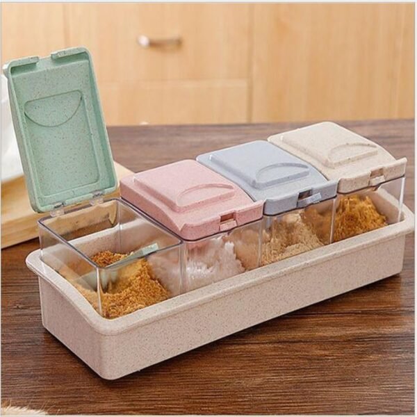 Tempat Bumbu Dapur Serbaguna Termasuk Sendok 4 SET