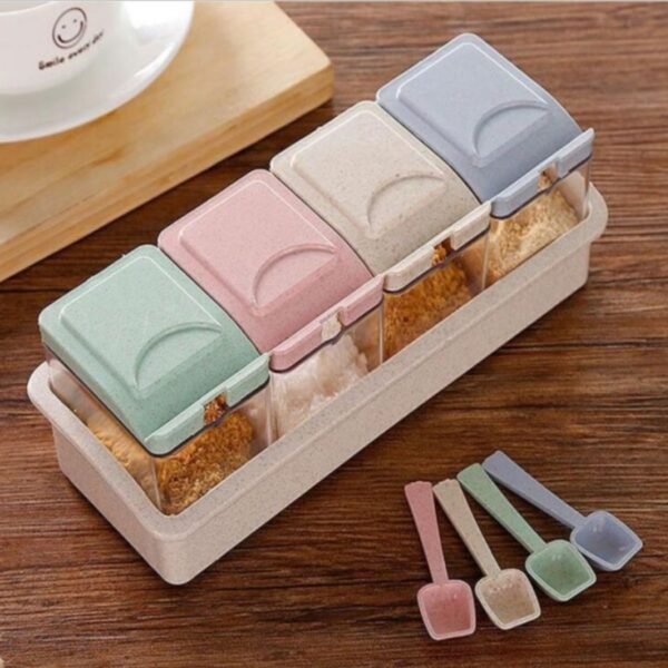 Tempat Bumbu Dapur Serbaguna Termasuk Sendok 4 SET