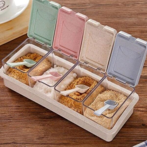Tempat Bumbu Dapur Serbaguna Termasuk Sendok 4 SET