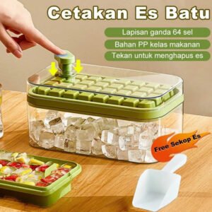 Cetakan Es Batu 32 Grid 2 Tray Wadah Transparan