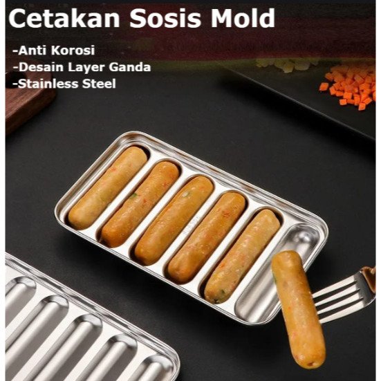 Hot Dog 6 Sekat Handmade Cetakan Sosis Mold Bahan Stainless Steel