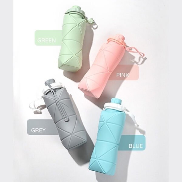 Compact Botol 600ml Reusable Silicone Water Air Minum Lipat Travel Silikon Lipat Ketel Anti Bocor