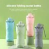 Compact Botol 600ml Reusable Silicone Water Air Minum Lipat Travel Silikon Lipat Ketel Anti Bocor