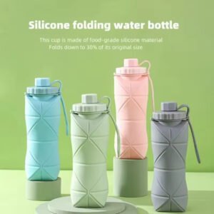 Compact Botol 600ml Reusable Silicone Water Air Minum Lipat Travel Silikon Lipat Ketel Anti Bocor