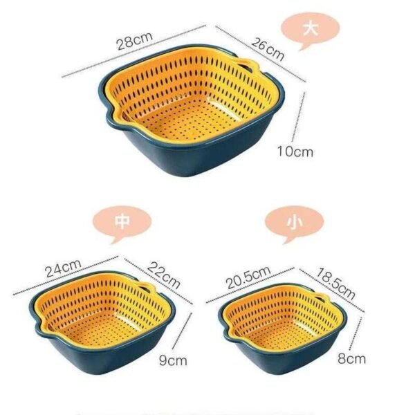 Baskom Saringan Cuci Buah Peniris Sayuran Double Layer 3 PCS