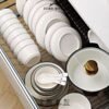 Set Piring & Mangkuk Keramik Putih Tebal List Hitam 4 Pcs