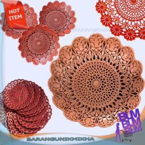 Piring Plastik Rotan Motif Bunga