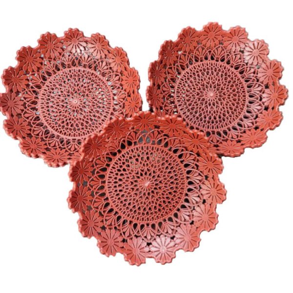 Piring Plastik Rotan Motif Bunga
