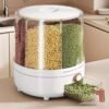 Dispenser Beras Bulat 5Kg Putar 360 Wadah Mewah Estetik