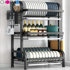 Rak Piring Rak Cuci Piring Penyimpanan Dapur Stainless Steel