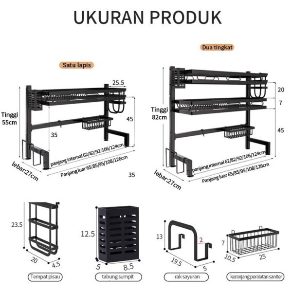 Rak Cuci Piring Wastafel Rak Dapur Anti Karat Stainless