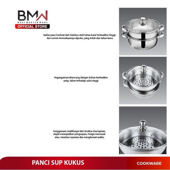 Panci Kukus Set Stainless Steel Panci Sup Steamer
