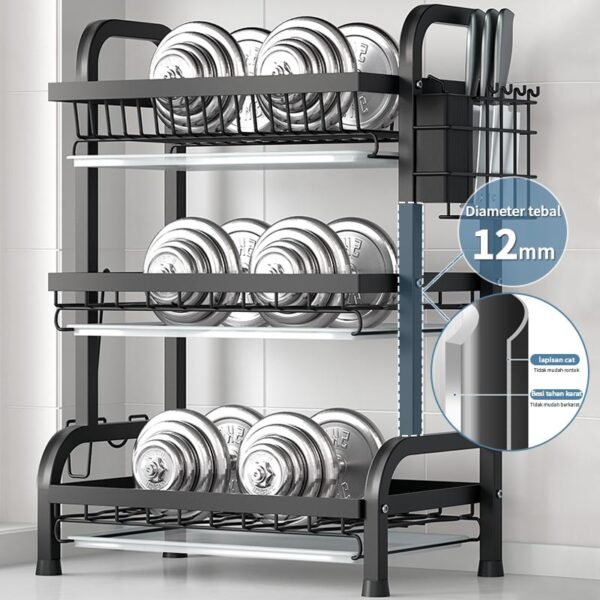 Rak Piring Rak Cuci Piring Penyimpanan Dapur Stainless Steel