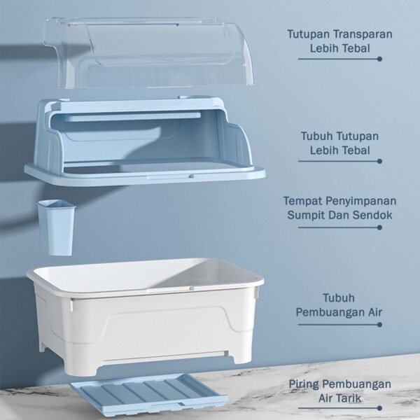 Rak  Pengering Mangkok rak piring plastik Dengan Tutup