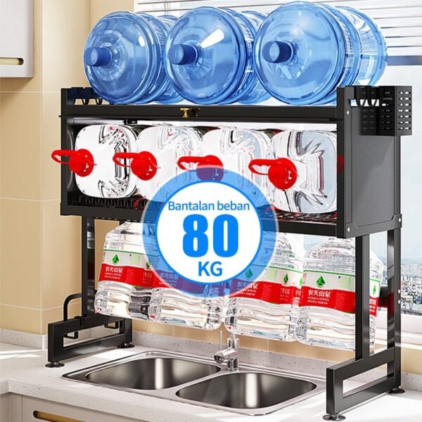 Rak Piring Wastafel Dapur Stainless Steel Multi-fungsi Dengan Penutup