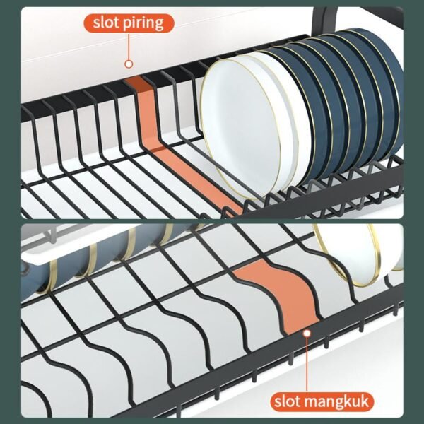 Rak Piring Rak Cuci Piring Penyimpanan Dapur Stainless Steel