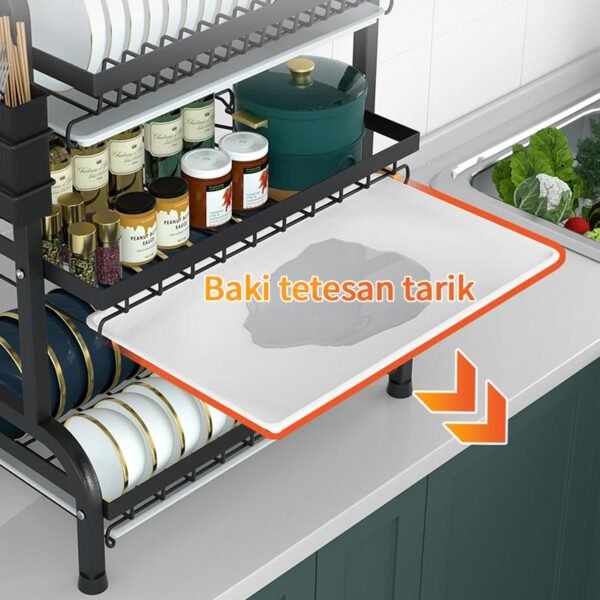 Rak Piring Rak Cuci Piring Penyimpanan Dapur Stainless Steel