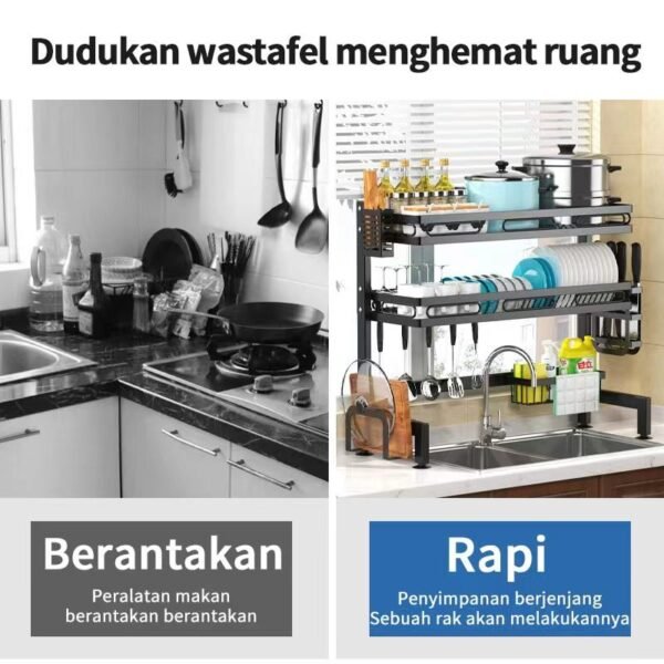 Rak Cuci Piring Wastafel Rak Dapur Anti Karat Stainless