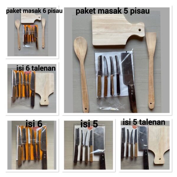 Pisau dapur 1 set isi 5 bahan stainless anti karat