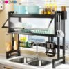 Rak Piring Wastafel Dapur Stainless Steel Multi-fungsi Dengan Penutup