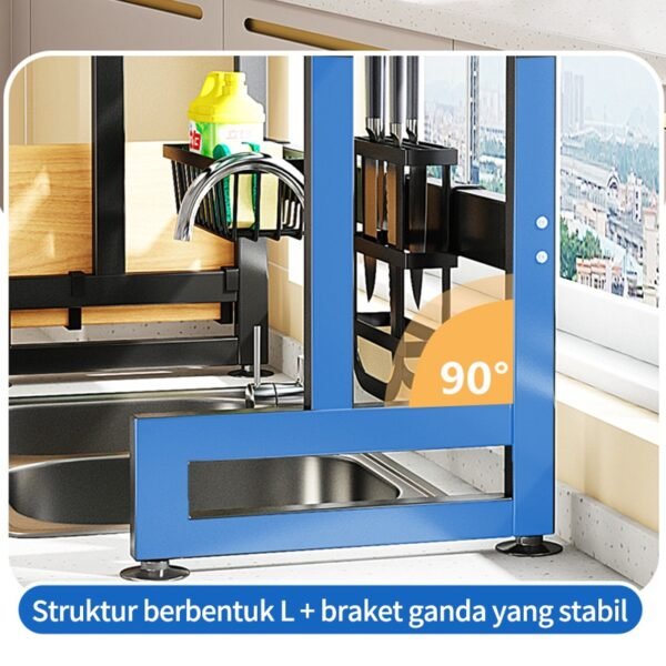 Rak Piring Wastafel Dapur Stainless Steel Multi-fungsi Dengan Penutup