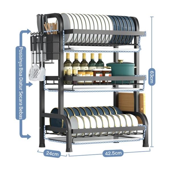 Rak Piring Rak Cuci Piring Penyimpanan Dapur Stainless Steel