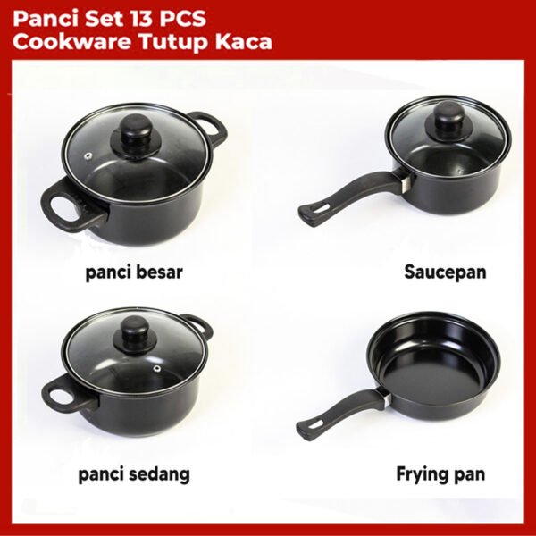 Cookware Panci Set 13 IN 1 Wajan Penggorengan Spatula Set Isi 13Pcs Saucepan