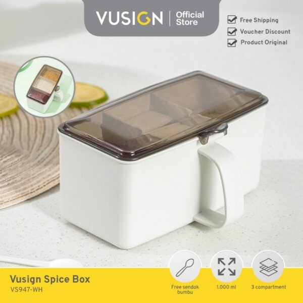 Vusign Tempat Bumbu Dapur / Kotak Bumbu 3 Sekat