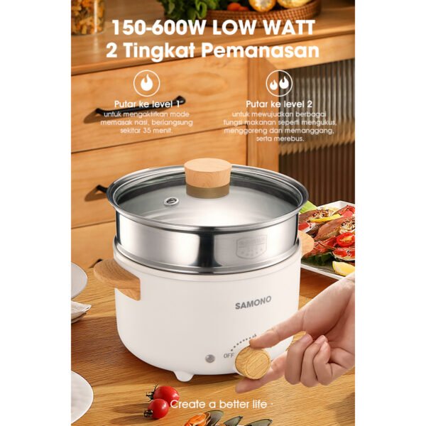 Panci Listrik 2.4L Anti Lengke multifungsi 3 in 1 steamer