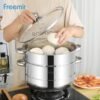 Panci Kukus Stainless Steel 3/2 Tingkat Panci Rebus Steamer