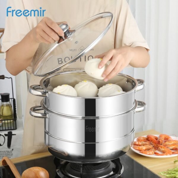 Panci Kukus Stainless Steel 3/2 Tingkat Panci Rebus Steamer