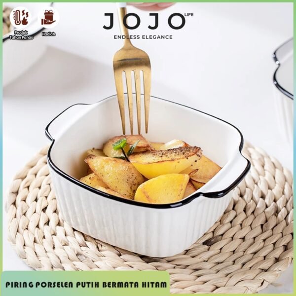 Mangkuk Saji Persegi Keramik Putih Japanese
